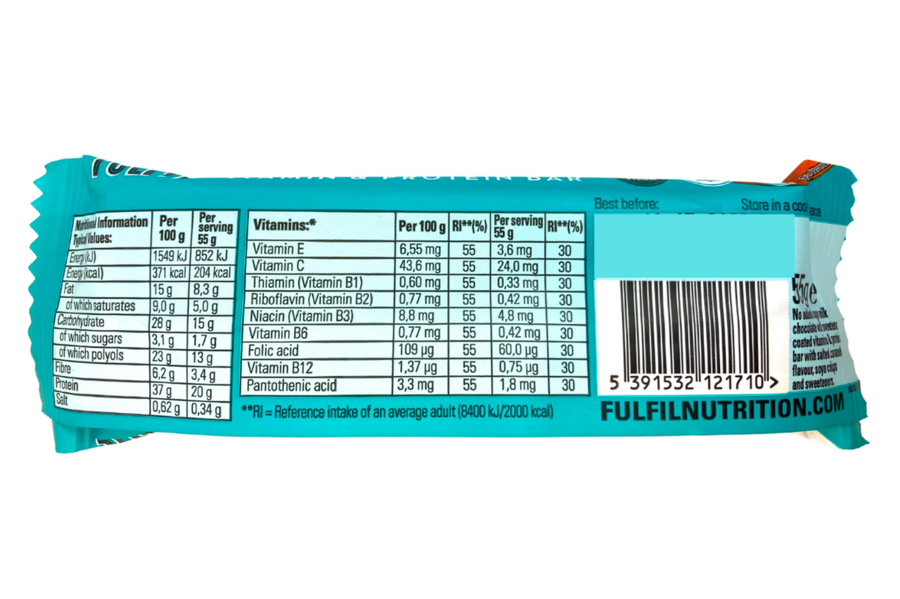 Fulfil Chocolate Salted Caramel Flavour Protein Bar 55g Best